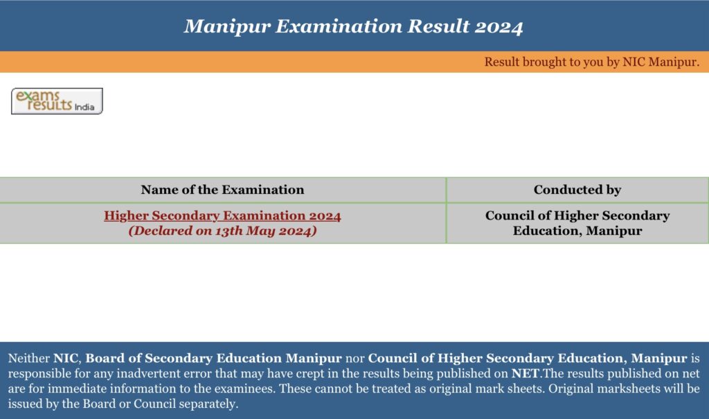 Manipur HSLC Result 2024 Declared